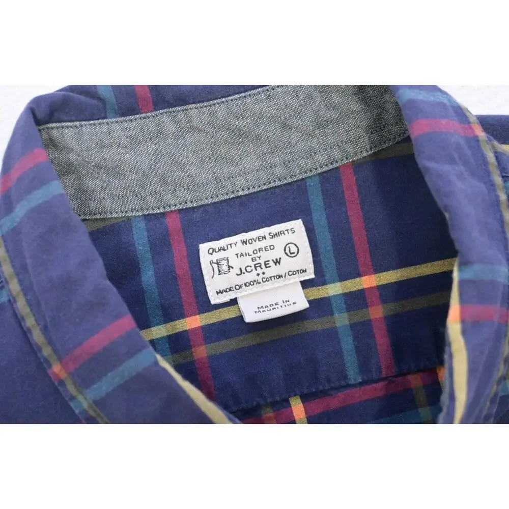J Crew Dress Shirt Plaid Casual Button‎ Up Long Sleeve Mens Size Large